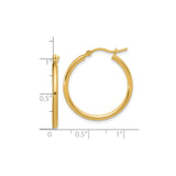 14k Yellow Gold Hoop Earrings, Polished Classic Round Medium Lightweight Design for Women