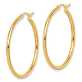 14k Yellow Gold Hoop Earrings, Classic Polished Lightweight Round Design for Women