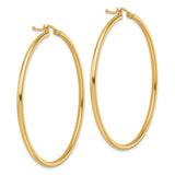 14k Yellow Gold Hoop Earrings, Large Smooth Polished Round Hoops with Latch Back Closure