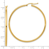 14k Yellow Gold Hoop Earrings, Large Smooth Polished Round Hoops with Latch Back Closure