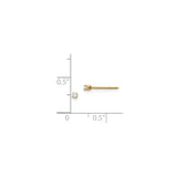 14k Yellow Gold Stud Earrings with Round Cut White Gemstone, Four Prong Setting, Minimalist Design