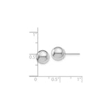 14k White Gold Ball Stud Earrings, Polished Sphere Design, Minimalist Style for Women