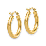 14k Yellow Gold Hoop Earrings, Polished Finish, Classic Round Design, Secure Latch Back, Medium Size