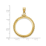 25 mm 14k Yellow Gold coin bezel for 25 mm Coin — size reference (ruler)