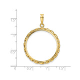 25 mm 14k Yellow Gold coin bezel for 25 mm Coin — size reference (ruler)