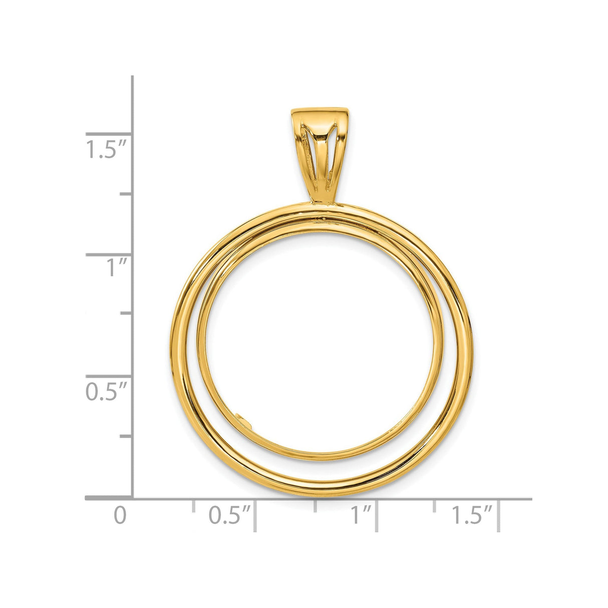 25 mm 14k Yellow Gold coin bezel for 25 mm Coin — size reference (ruler)