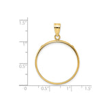 25 mm 14k Yellow Gold coin bezel for 25 mm Coin — size reference (ruler)