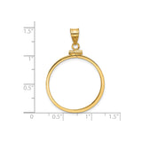 25 mm 14k Yellow Gold coin bezel for 25 mm Coin — size reference (ruler)