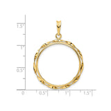 25 mm 14k Yellow Gold coin bezel for 25 mm Coin — size reference (ruler)