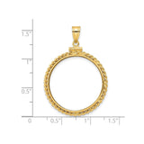 25 mm 14k Yellow Gold coin bezel for 25 mm Coin — size reference (ruler)