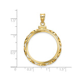 25 mm 14k Yellow Gold coin bezel for 25 mm Coin — size reference (ruler)