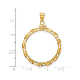25 mm 14k Yellow Gold coin bezel for 25 mm Coin — size reference (ruler)