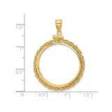 25 mm 14k Yellow Gold coin bezel for 25 mm Coin — size reference (ruler)