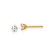 14k Yellow Gold Stud Earrings with Princess Cut Clear Gemstone, Four Prong Setting, Minimal Design