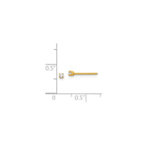 14k Yellow Gold Solitaire Stud Earrings with Round Clear Gemstone, Four Prong Setting