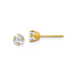14k Yellow Gold Stud Earrings with Square Cut Cubic Zirconia, Solitaire Design