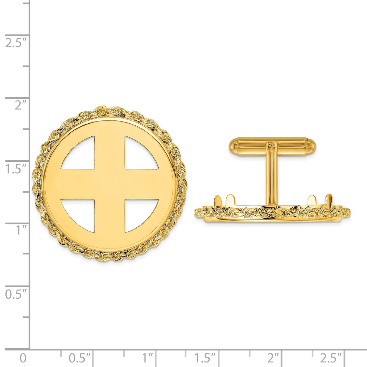 27 mm 14k Yellow Gold coin bezel for 27 mm Coin — size reference (ruler)