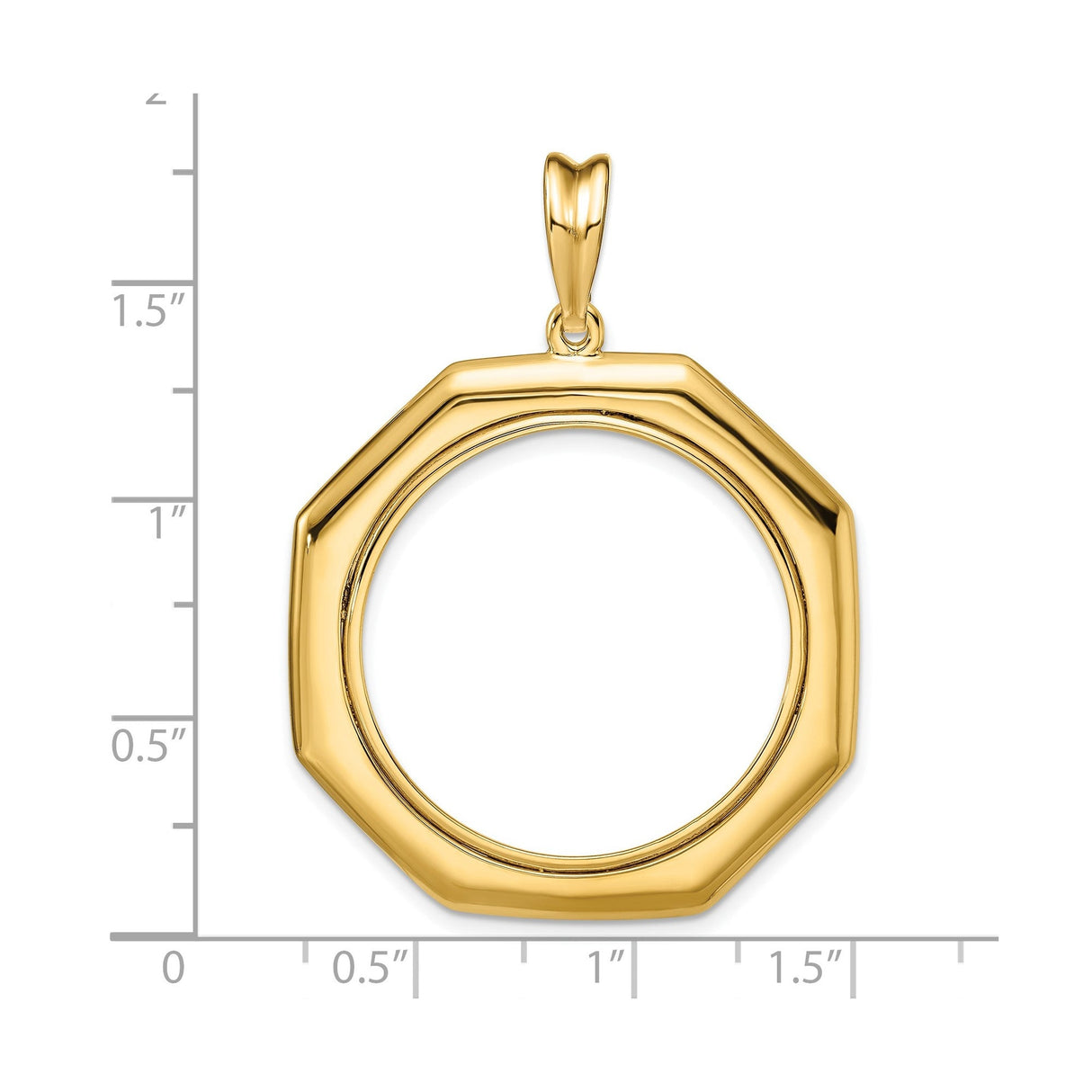 27 mm 14k Yellow Gold coin bezel for 27 mm Coin — size reference (ruler)