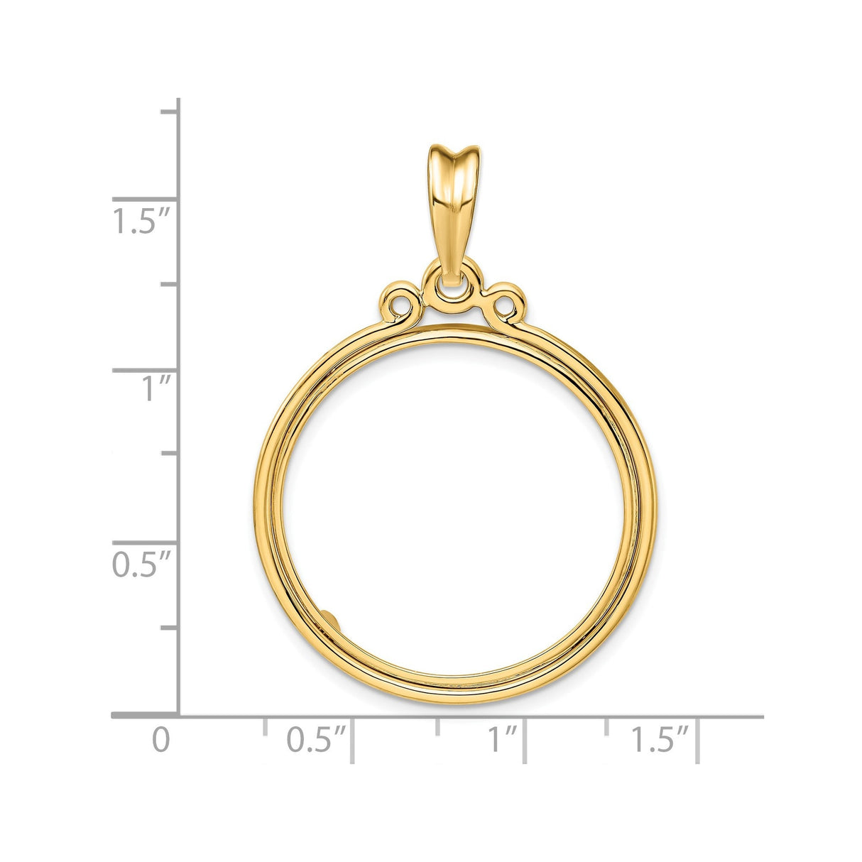 27 mm 14k Yellow Gold coin bezel for 27 mm Coin — size reference (ruler)