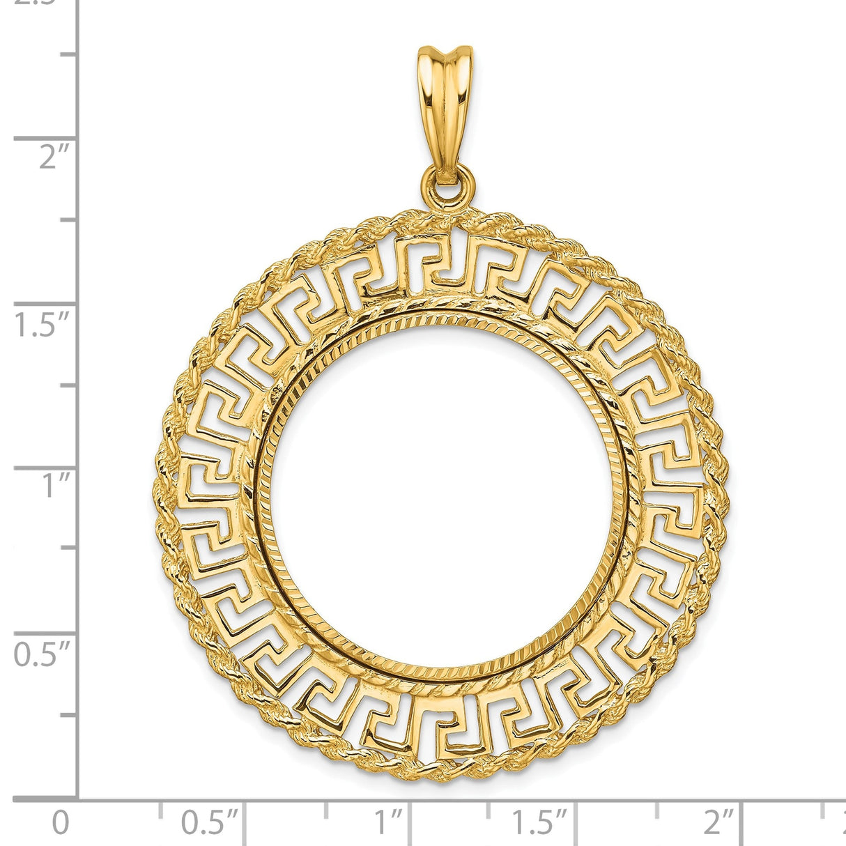 27 mm 14k Yellow Gold coin bezel for 27 mm Coin — size reference (ruler)