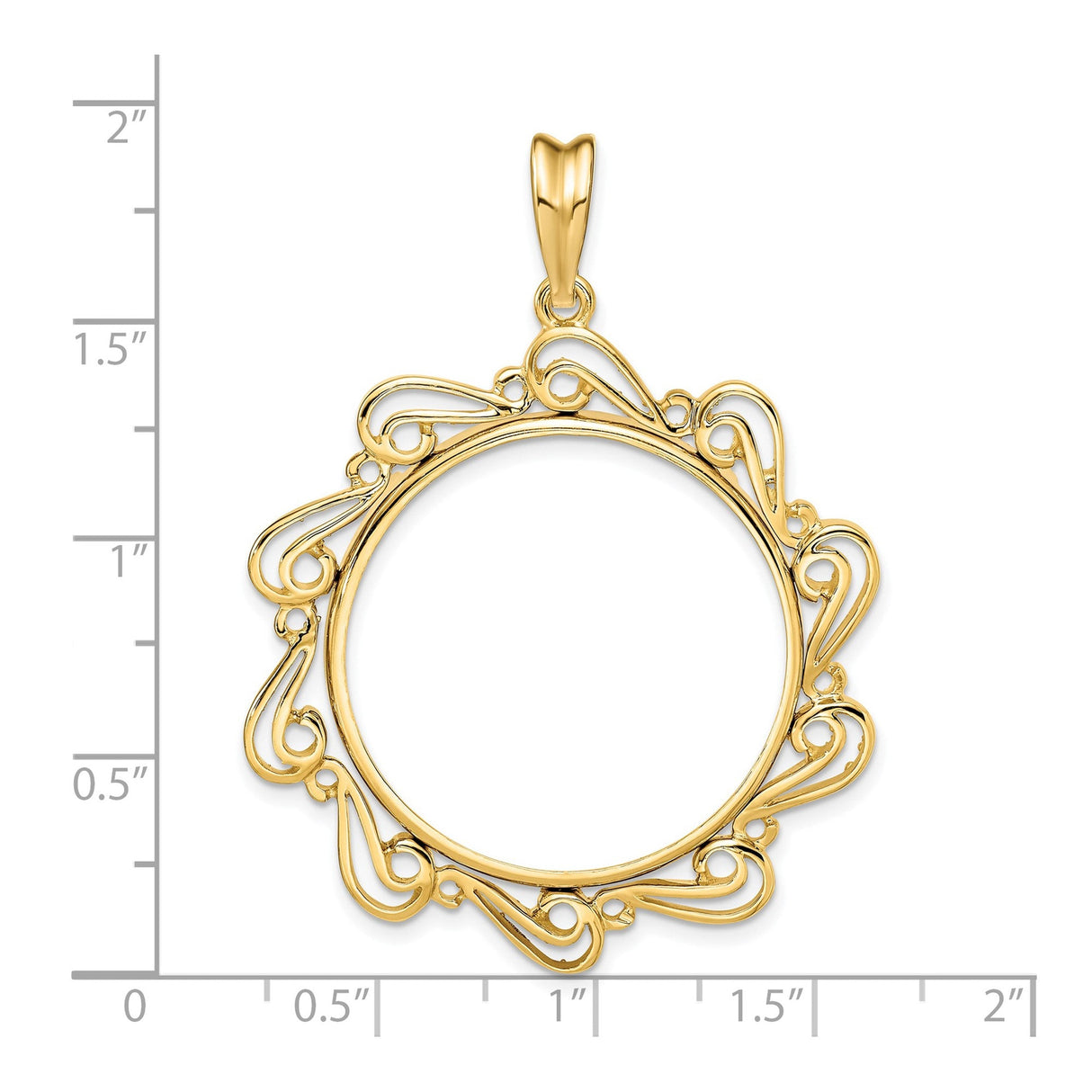 27 mm 14k Yellow Gold coin bezel for 27 mm Coin — size reference (ruler)