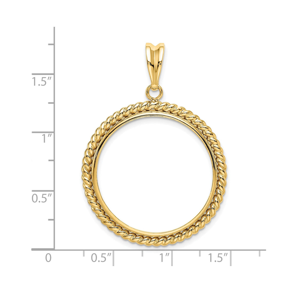 27 mm 14k Yellow Gold coin bezel for 27 mm Coin — size reference (ruler)