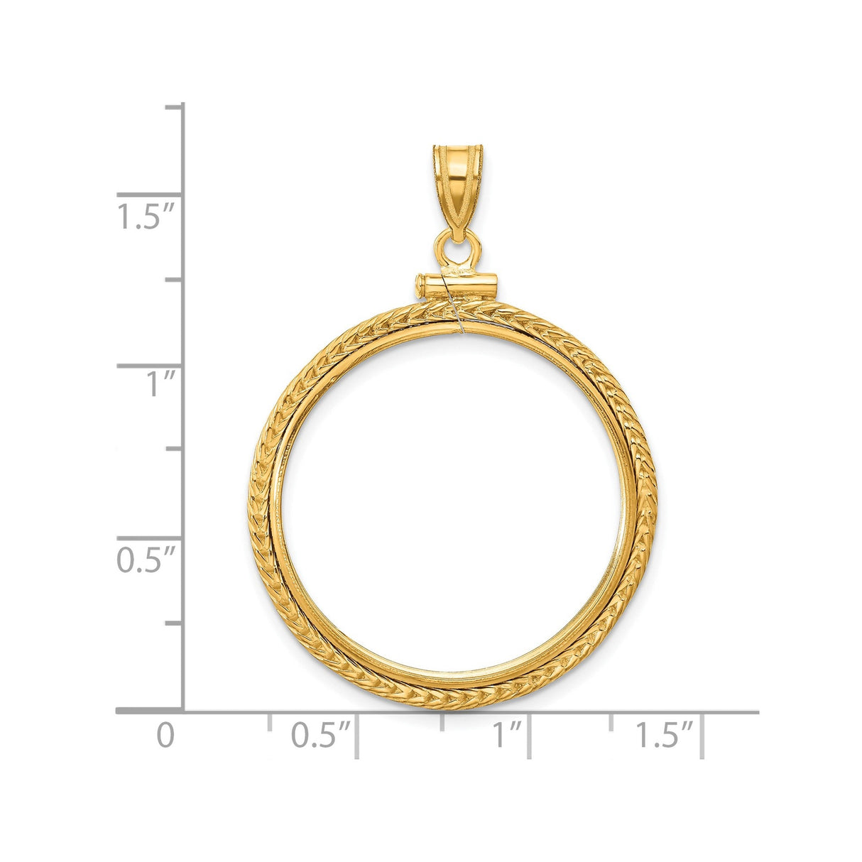 27 mm 14k Yellow Gold coin bezel for 27 mm Coin — size reference (ruler)