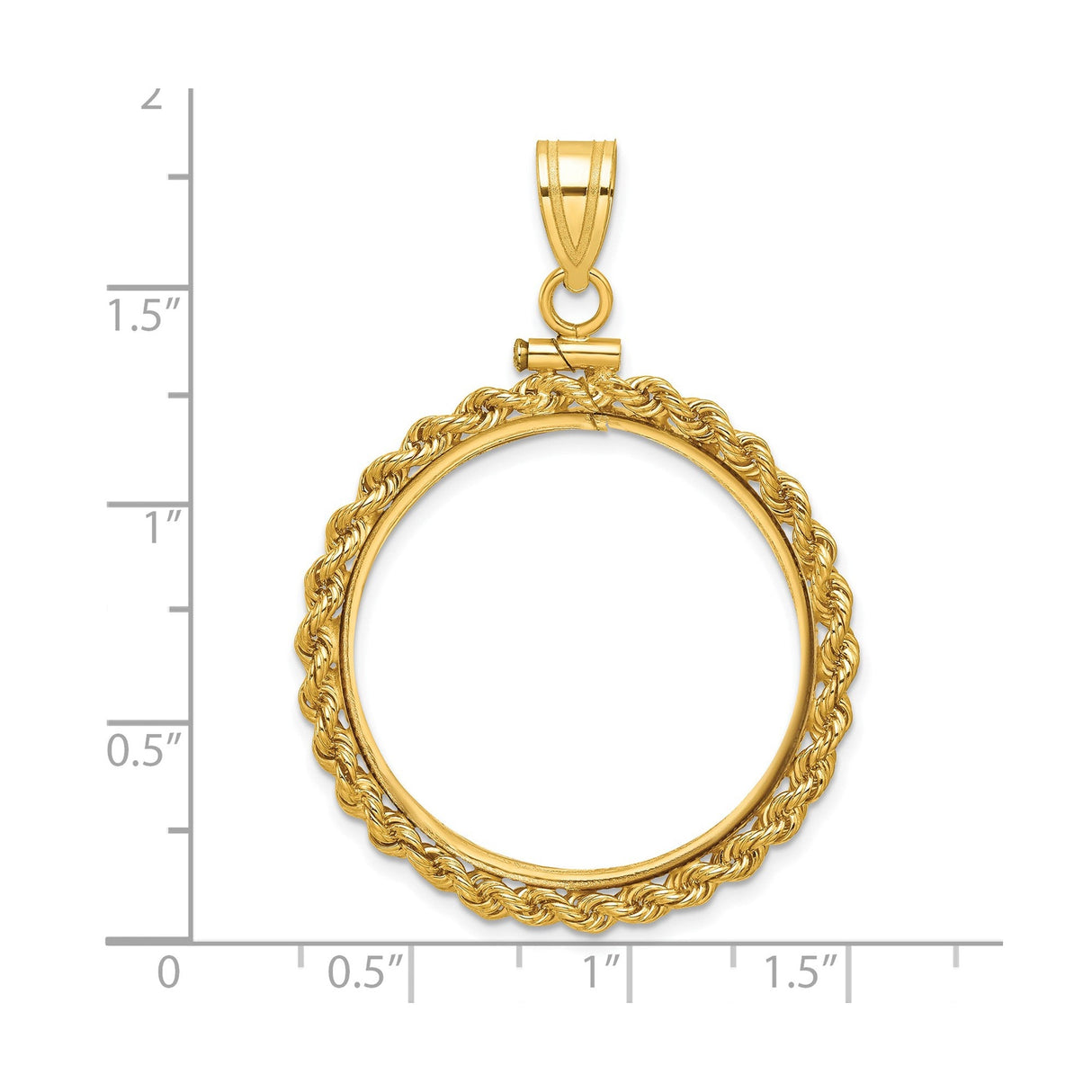 27 mm 14k Yellow Gold coin bezel for 27 mm Coin — size reference (ruler)