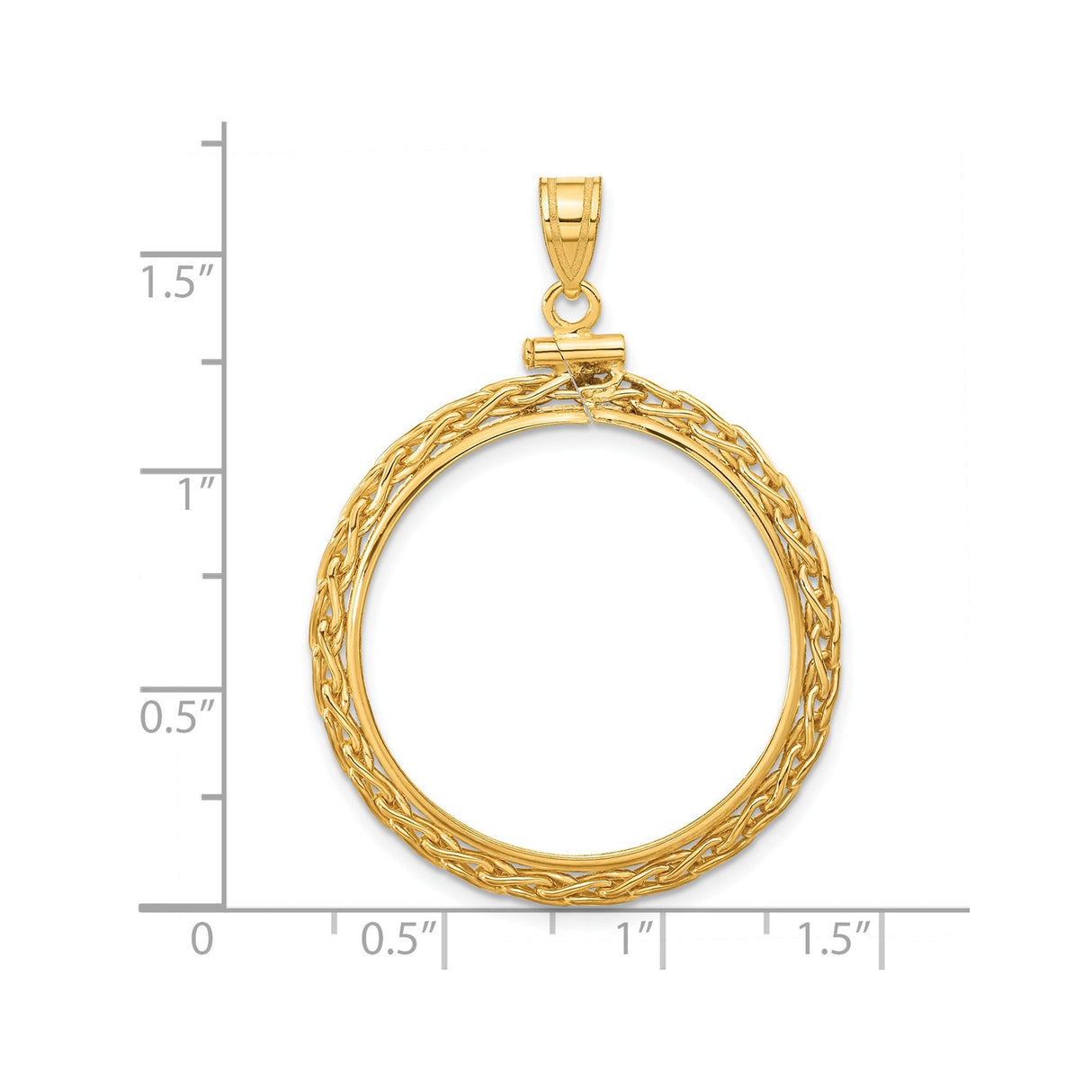 27 mm 14k Yellow Gold coin bezel for 27 mm Coin — size reference (ruler)