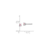 14k White Gold Stud Earrings with Round-Cut Pink Cubic Zirconia, Minimalist Birthstone Style