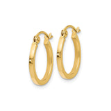 14k Yellow Gold Hoop Earrings, Lightweight Polished Medium Round Hoops for Women