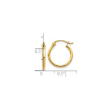 14k Yellow Gold Hoop Earrings, Lightweight Polished Medium Round Hoops for Women