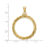 28 mm 14k Yellow Gold coin bezel for 27.5 mm Coin — size reference (ruler)