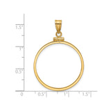 28 mm 14k Yellow Gold coin bezel for 27.5 mm Coin — size reference (ruler)