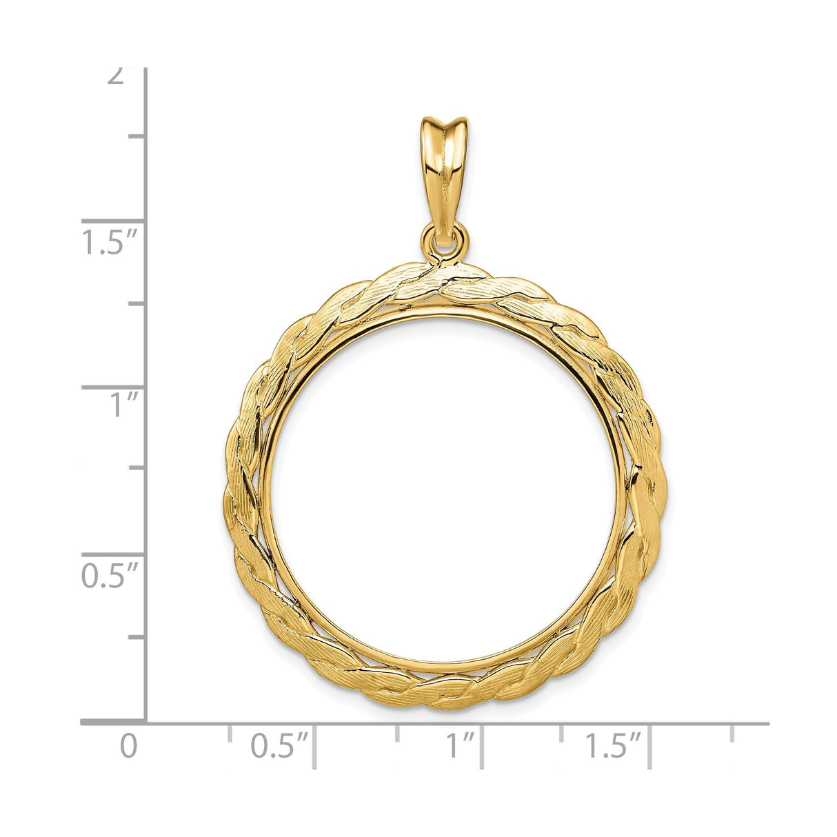 28 mm 14k Yellow Gold coin bezel for 27.5 mm Coin — size reference (ruler)