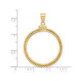 28 mm 14k Yellow Gold coin bezel for 27.5 mm Coin — size reference (ruler)