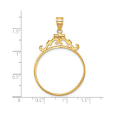 28 mm 14k Yellow Gold coin bezel for 27.5 mm Coin — size reference (ruler)