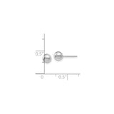 14k White Gold Stud Earrings, Polished Ball Design, Minimalist Sphere Style for Women