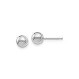 14k White Gold Stud Earrings, Polished Ball Design, Minimalist Sphere Style for Women