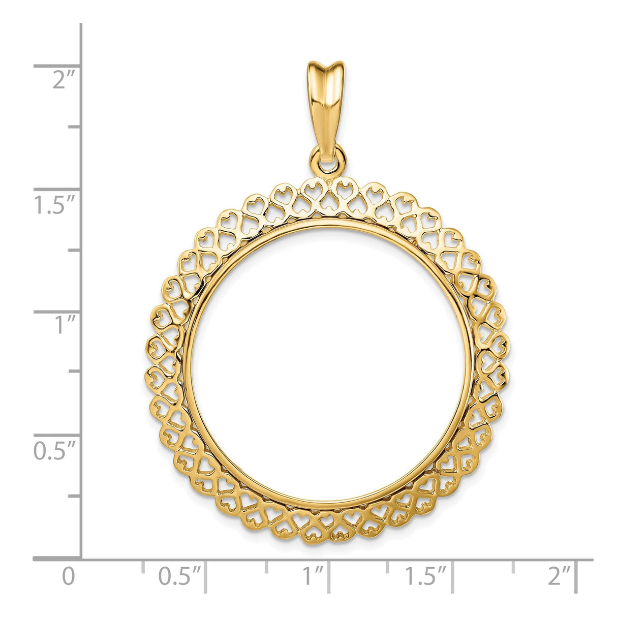 30 mm 14k Yellow Gold coin bezel for 30 mm Coin — size reference (ruler)