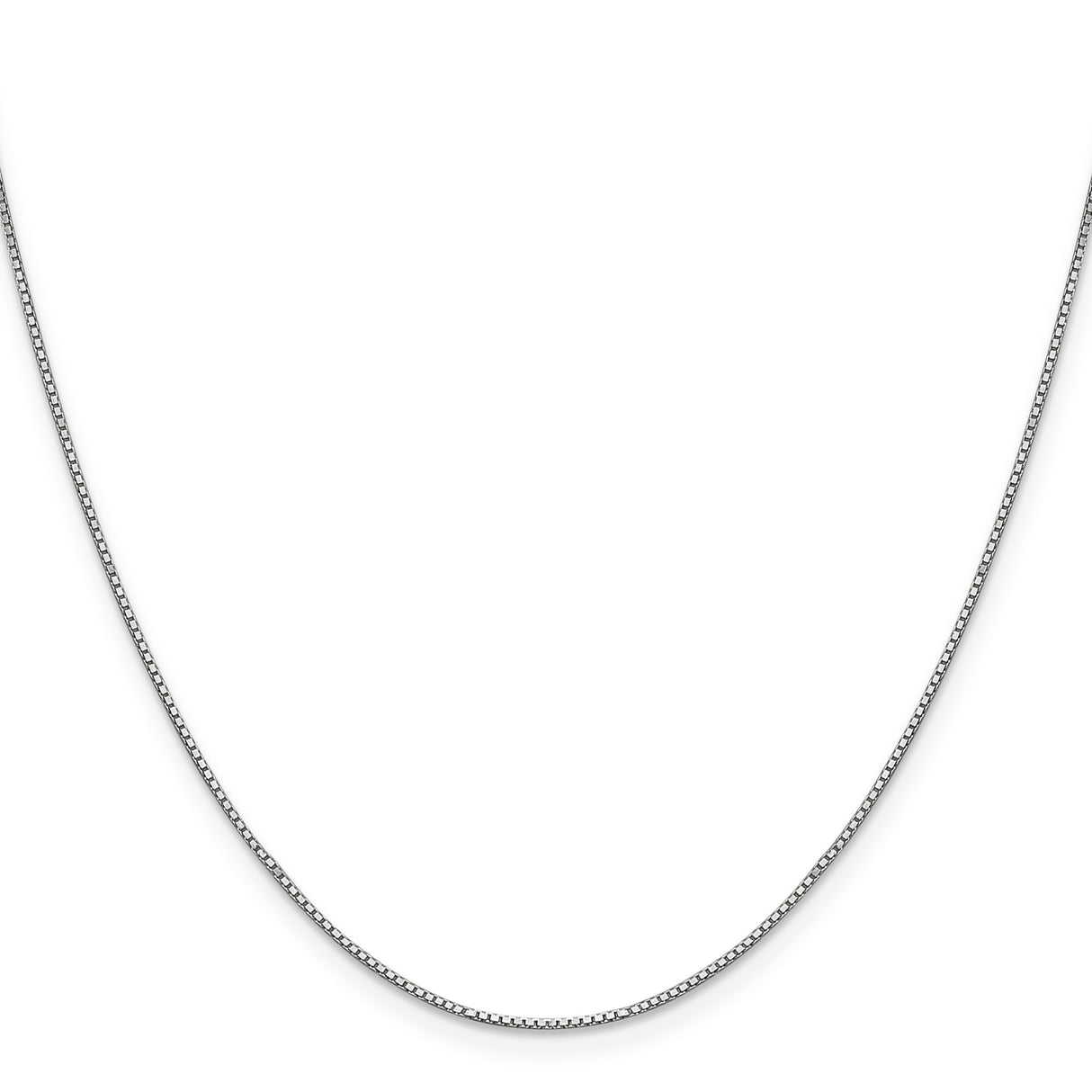 14K White Gold 0.9 mm Box Chain Necklace, Polished