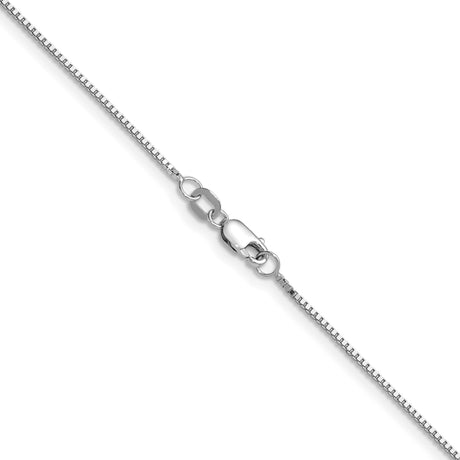 14K White Gold 0.9 mm Box Chain Necklace, Polished alternate angle