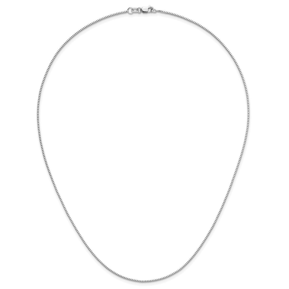 14K White Gold 0.9 mm Box Chain Necklace, Polished detail view