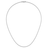 14K White Gold 0.9 mm Box Chain Necklace, Polished detail view