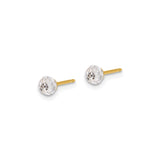 14k Yellow Gold Faceted Ball Stud Earrings with Crystal, Diamond Cut, Lightweight Unisex Design