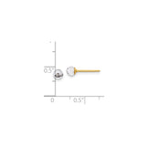 14k Yellow Gold Faceted Ball Stud Earrings with Crystal, Diamond Cut, Lightweight Unisex Design