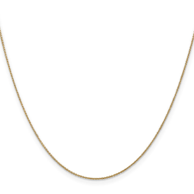 14K Yellow Gold 0.8 mm Polished Chain Necklace, Solid