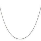 14K White Gold 0.8 mm Polished Chain Necklace, Solid