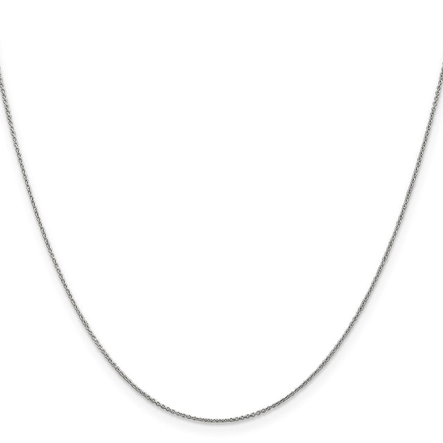14K White Gold 0.8 mm Polished Chain Necklace, Solid