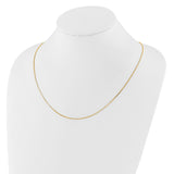14K Yellow Gold 0.9 mm Box Chain Necklace, Polished detail view